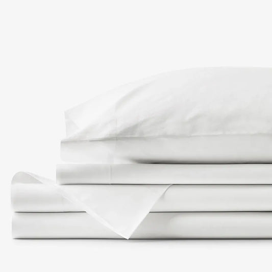 Classic Cool Organic Cotton Percale Solid Bed Sheet Set - White, Twin XL