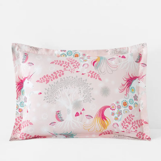 Fancy Unicorns Classic Cool Organic Cotton Percale Sham - Pink Multi, Standard