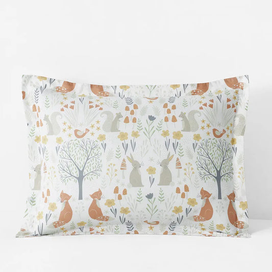Forest Animals Classic Cool Organic Cotton Percale Sham - Ivory Multi, Standard