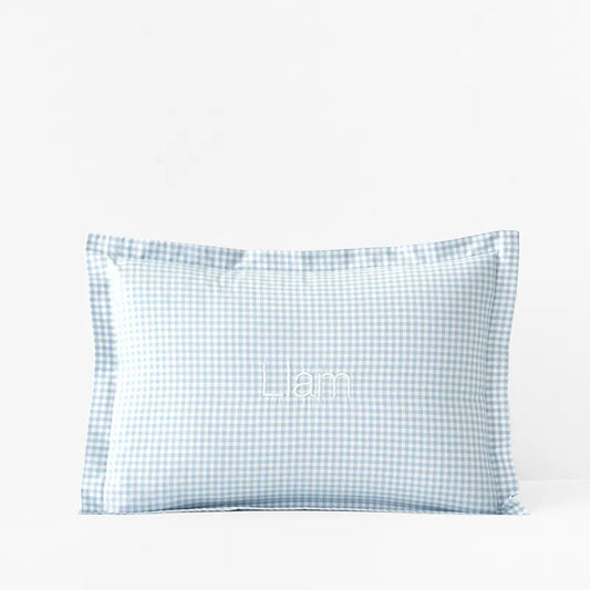 Ditsy Gingham Classic Cool Organic Cotton Percale Sham - Blue, Toddler