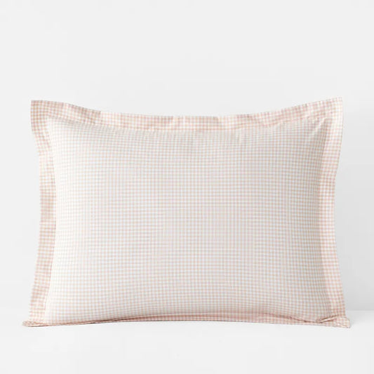 Ditsy Gingham Classic Cool Organic Cotton Percale Sham - Pink, Standard