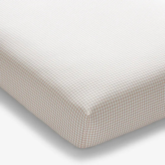 Ditsy Gingham Classic Cool Organic Cotton Percale Fitted Crib Sheet - Pink