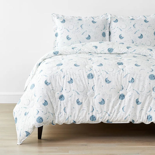 Night Sky Classic Cool Organic Cotton Percale Comforter Set - Blue, Twin