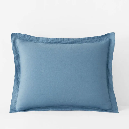 Premium Breathable Relaxed Linen Sham - Shadow Blue, Standard