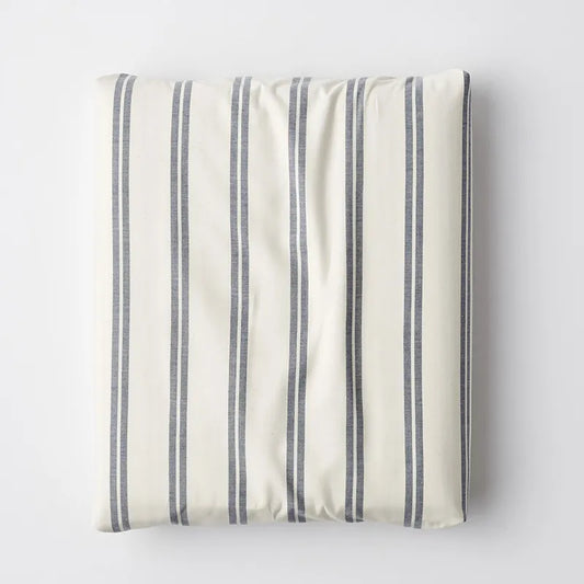 Tailored Stripes and Plaids Classic Cool Cotton Percale Fitted Bed Sheet - Narrow Stripe Navy, Queen