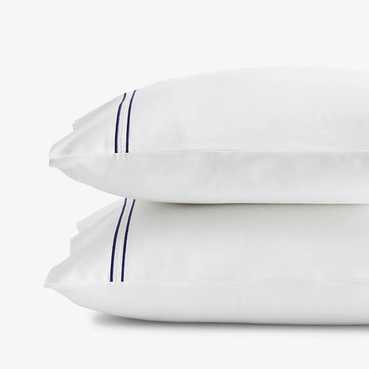 Dorset Stripe Luxe Smooth Egyptian Cotton Sateen Pillowcase Set - Blue, King