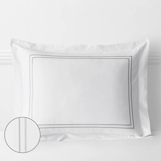 Dorset Stripe Luxe Smooth Egyptian Cotton Sateen Sham - Gray, King