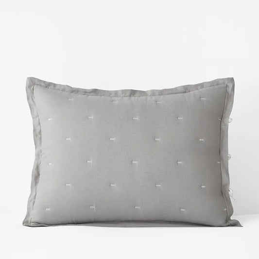 Reversible Premium Breathable Relaxed Linen Quilted Sham - White/Gray, Standard