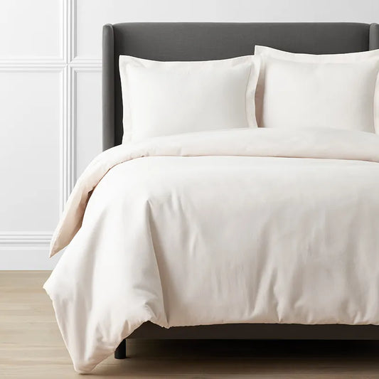 Premium Ultra-Cozy Cotton Velvet Flannel Duvet Cover - Cream, Full