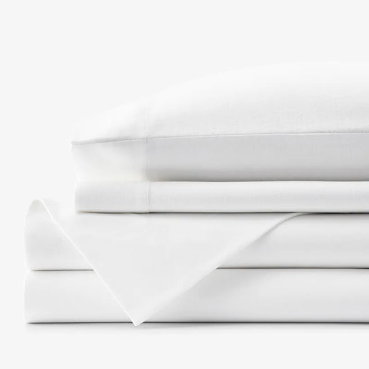 Premium Ultra-Cozy Cotton Velvet Flannel Bed Sheet Set - White, Twin