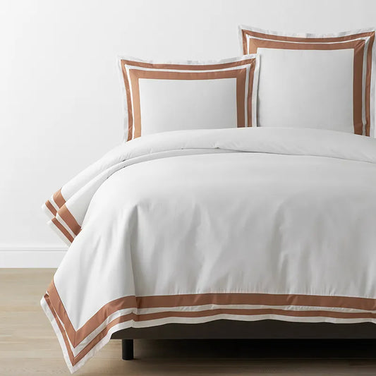 Double Border Classic Smooth Wrinkle-Free Sateen Bed Duvet Cover - Caramel, Full/Queen