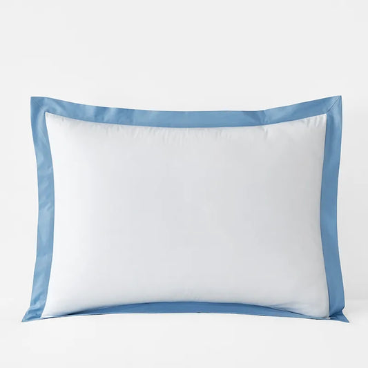 Solid Border Classic Cool Cotton Percale Sham - Porcelain Blue, Standard