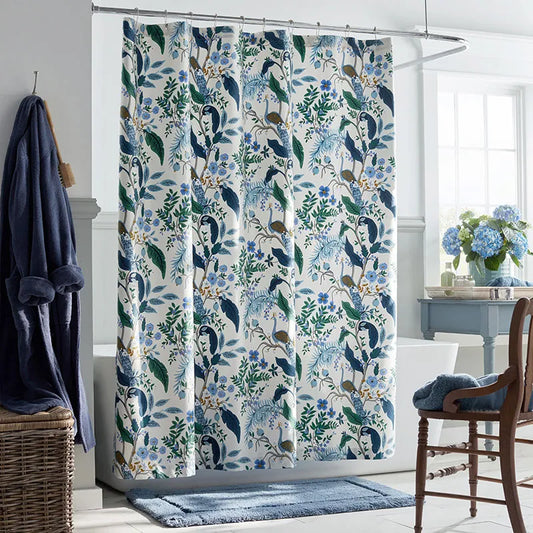 Peacock Classic Smooth Sateen Shower Curtain - Ivory Multi