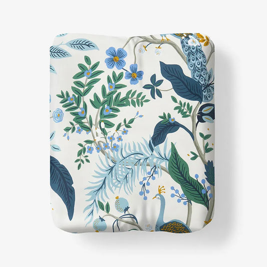 Peacock Classic Smooth Sateen Fitted Bed Sheet - Ivory Multi, Twin