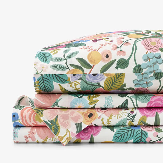 Garden Party Classic Cool Cotton Percale Bed Sheet Set - Multi, Twin