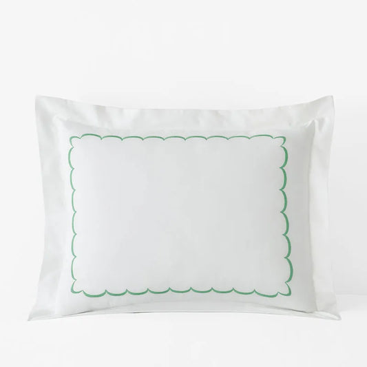 Scallop Embroidered Premium Cool Egyptian Percale Sham - Green, King