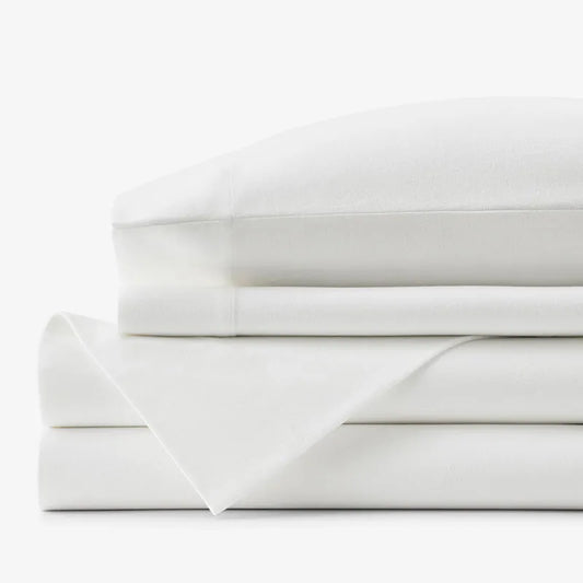 Classic Ultra-Cozy Cotton Flannel Bed Sheet Set - White, Full