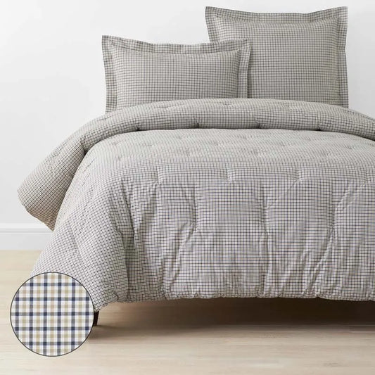Classic Stripes and Plaids Cool Yarn-Dyed Cotton Percale Comforter - Mini Check Multi, Twin/Twin XL