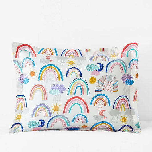 Magical Rainbows Classic Cool Organic Cotton Percale Sham - White Multi, Standard