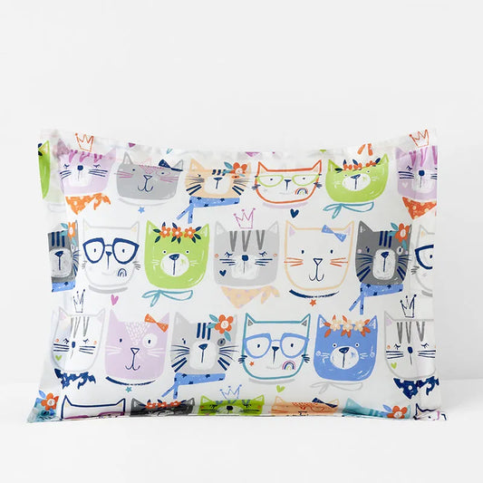 Stylish Cats Classic Cool Organic Cotton Percale Sham - White Multi, Standard