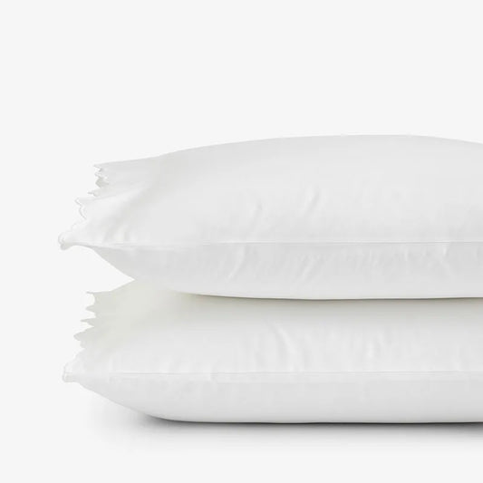 Embroidered Scallop Classic Smooth Sateen Solid Pillowcase Set - White, Standard