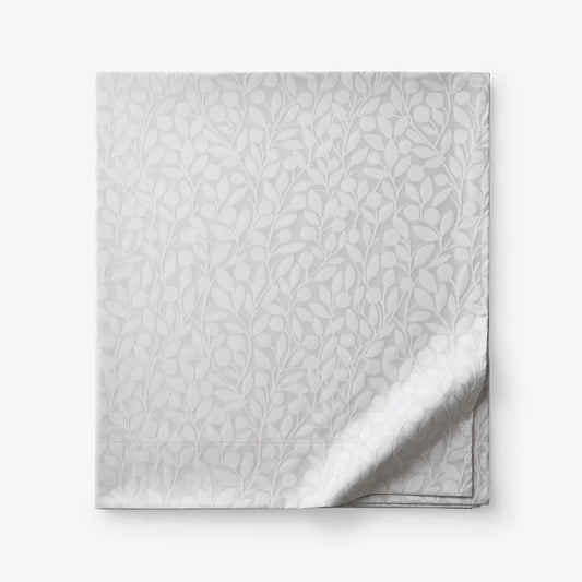 Jacquard Leaf Yarn-Dyed Premium Smooth Supima® Cotton Wrinkle-Free Sateen Flat Bed Sheet - Light Gray, Twin/Twin XL