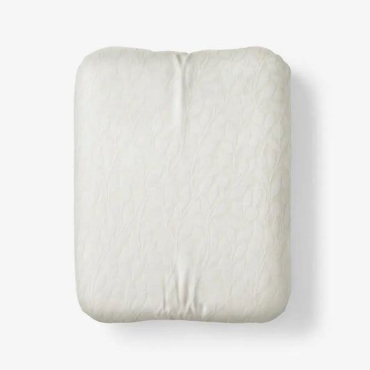 Jacquard Leaf Yarn-Dyed Premium Smooth Supima® Cotton Wrinkle-Free Sateen Fitted Bed Sheet - Ivory, Twin