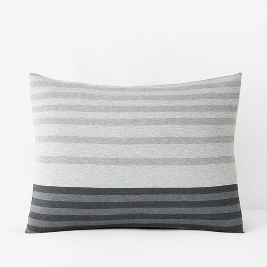 T-Shirt Soft Jersey Knit Stripe Yarn-Dyed Sham - Gray Multi, Standard