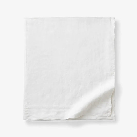 Premium Breathable Washed Linen Solid Flat Bed Sheet - White, Twin/Twin XL