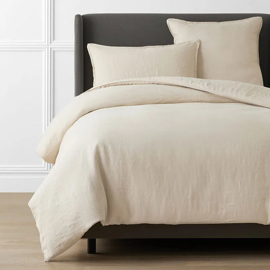 Premium Breathable Washed Linen Solid Duvet Cover - Parchment, Twin/Twin XL