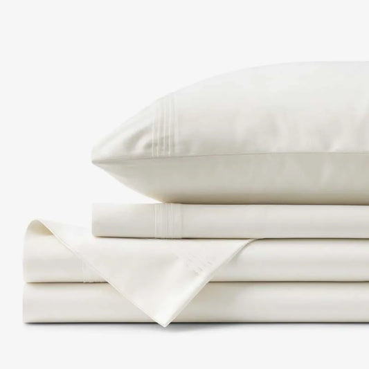 Luxe Smooth Egyptian Cotton Sateen Bed Sheet Set - Cream, Twin