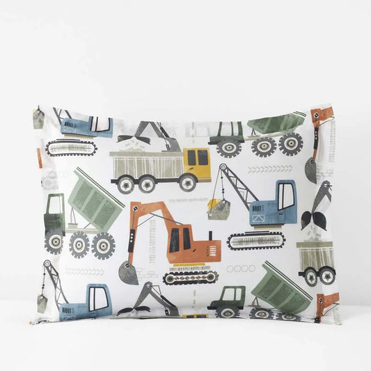 Construction Builders Classic Cool Organic Cotton Percale Sham - White Multi, Standard