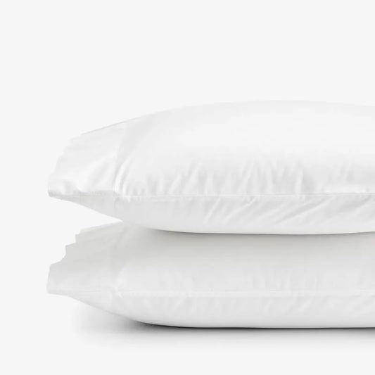 Solid Garment Washed Cotton Percale Pillowcase Set - White, Standard