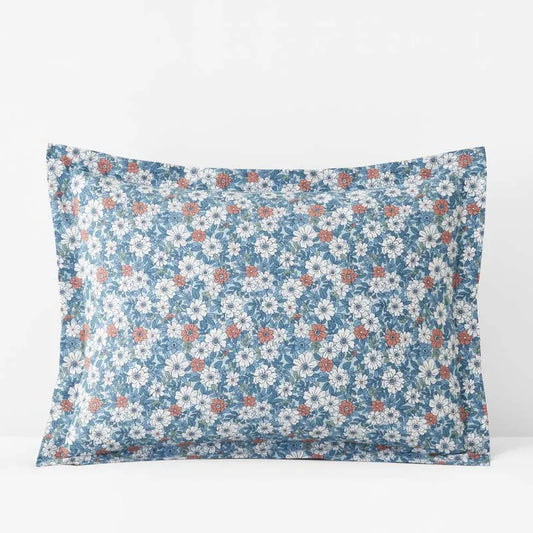 Julienne Classic Cool Cotton Percale Sham - Floral Blue, King