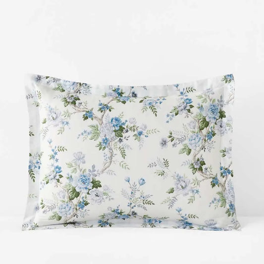 Manor Floral Premium Smooth Sateen Reversible Sham - Blue, King