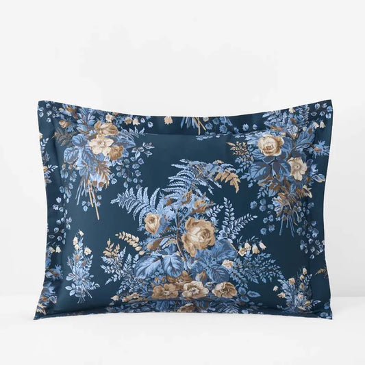 Antara Reversible Premium Smooth Sateen Sham - Navy, Standard