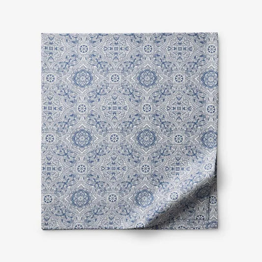 Floral Tapestry Premium Smooth Sateen Flat Bed Sheet - Blue, Full