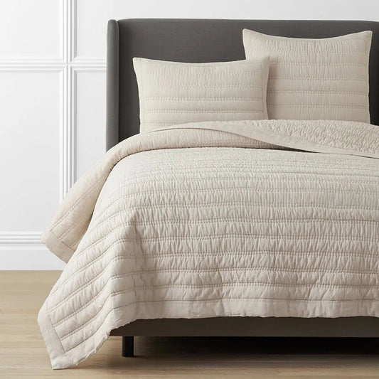 Premium Breathable Washed Linen Solid Quilt - Linen, Twin/Twin XL
