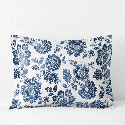Floral Indigo Garden Classic Cool Cotton Percale Sham - Blue, King