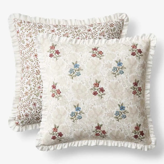Floral Reversible Decorative Square Pillow Cover - Ivory Multi, 20 in. x 20 in.