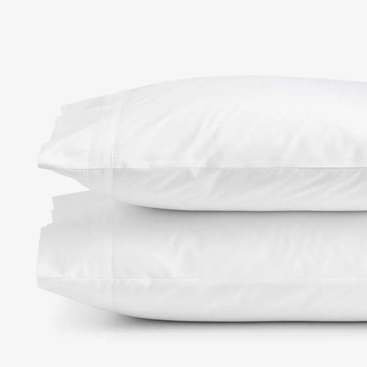 Contrast Border Premium Cool Supima® Cotton Percale Pillowcase Set - White, Standard