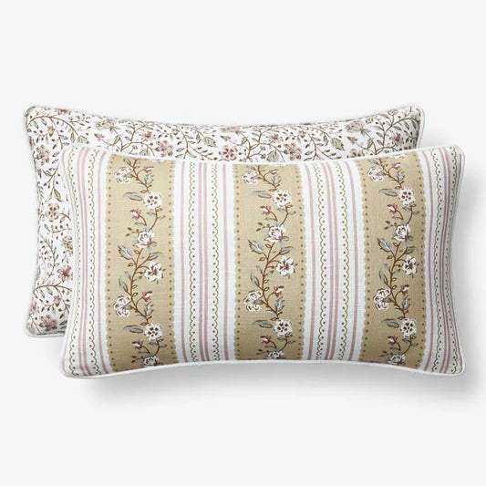 Floral Sprigs Reversible Decorative Lumbar Pillow Cover - Multi, 12 in. x 21 in.