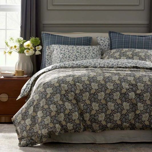 Tapestry Floral Reversible Garment Washed Cotton Percale Duvet Cover Set - Ivory Multi, Twin/Twin XL