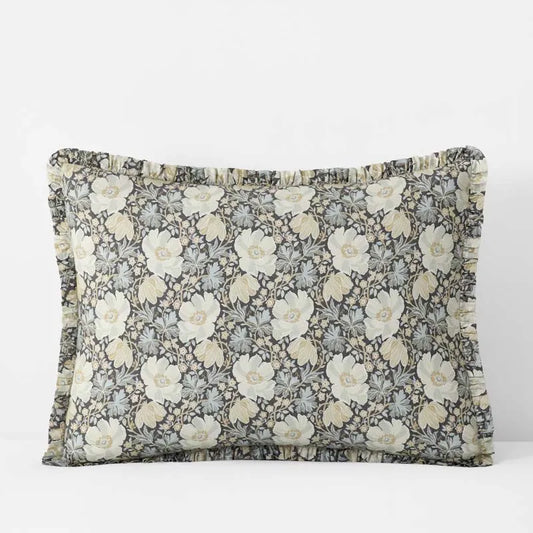 Tapestry Floral Reversible Garment Washed Cotton Percale Sham - Ivory Multi, Standard