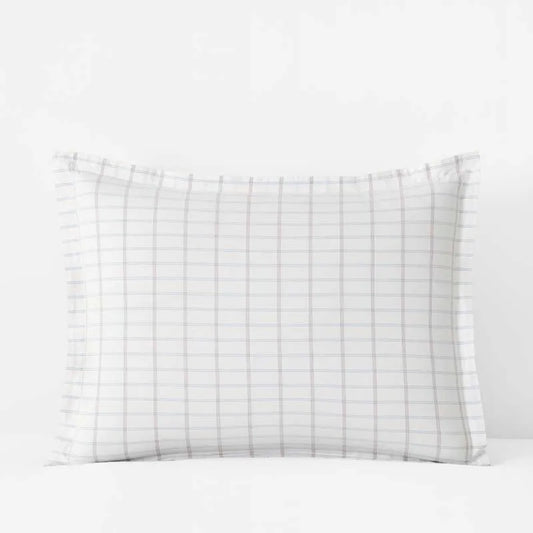 Yarn-Dyed Plaid Garment Washed Cotton Percale Sham - Ivory Multi, Standard