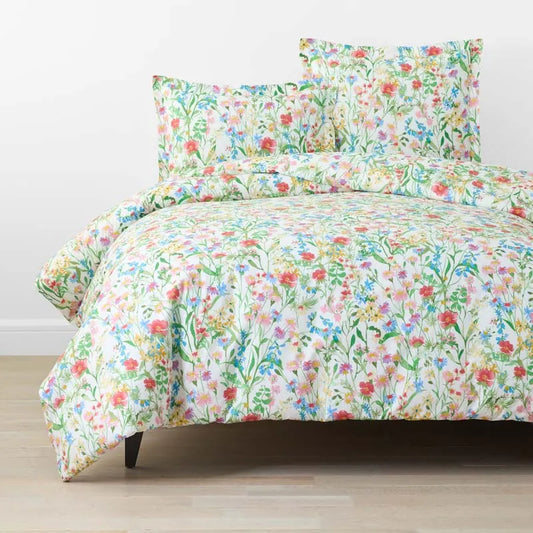Garden Symphony Classic Cool Cotton Percale Duvet Cover - Multi, Full/Queen
