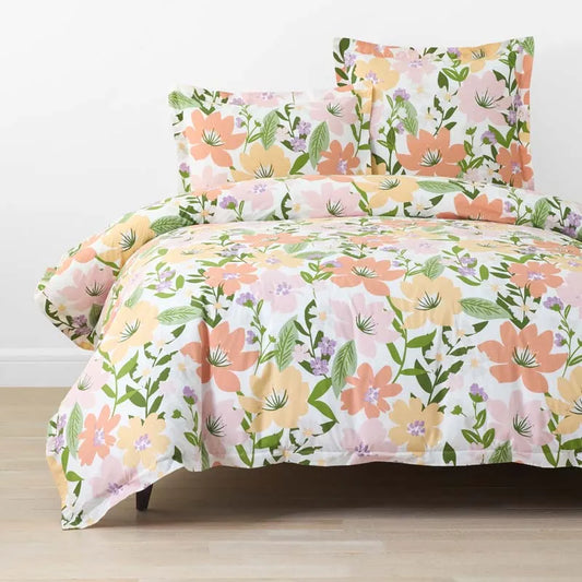 Whimsy Garden Classic Cool Cotton Percale Duvet Cover - Multi, Full/Queen