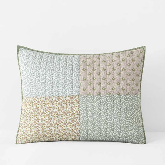 Megara Patchwork Quilted Sham - Green, Standard