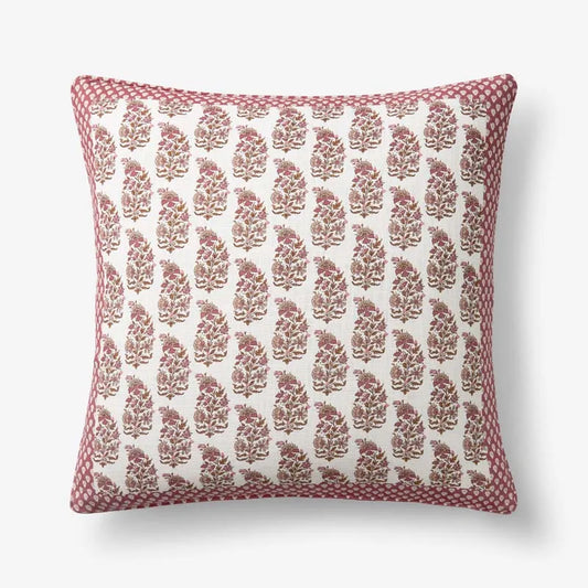 Jiya Reversible Decorative Square Pillow Cover - Red Multi, 20 in. x 20 in.
