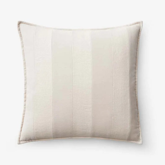 Velvet Linen Stripe Decorative Square Pillow Cover - Sand, 20 in. x 20 in.